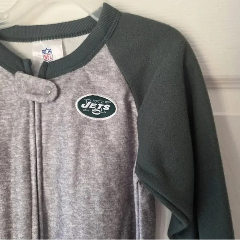 NFL New York Jets Pajamas 4T NWT Sleeper Football Gray Green Sports PJ